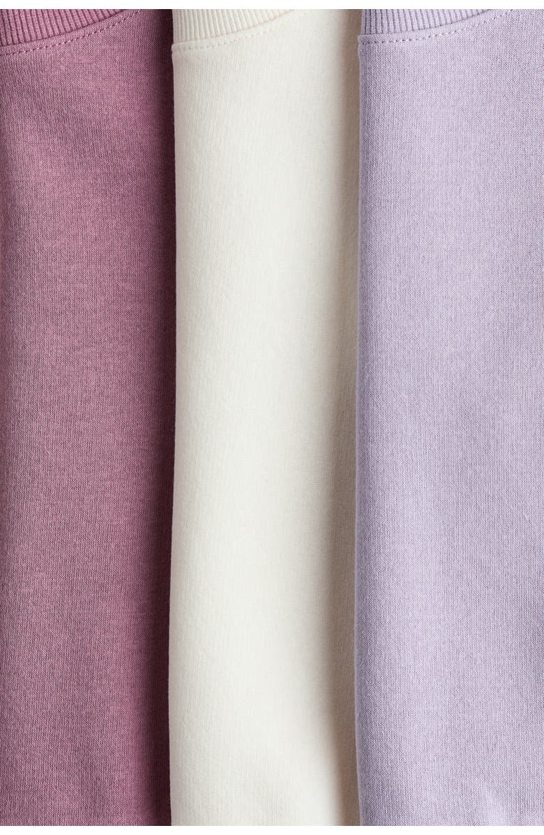 H&M 3-pack Brushed-inside Sweatshirts, Alternate, color, Light Purple/Dusty Rose