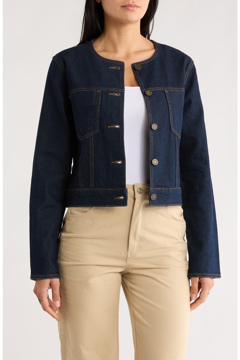 Collarless Denim Jacket, Main, color, SEA