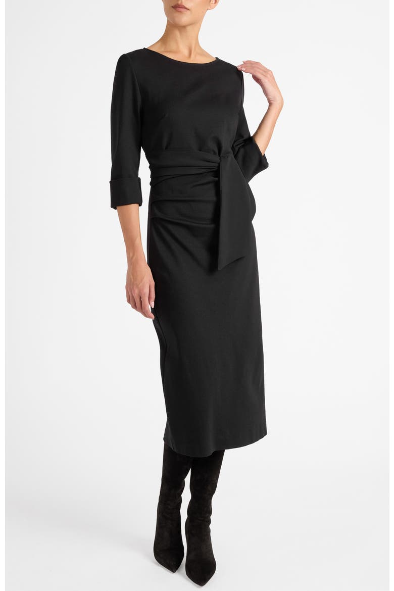 Trinity Midi Sheath Dress in Punto Milano, Main, color, BLACK