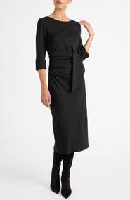 Santorelli Trinity Midi Sheath Dress in Punto Milano