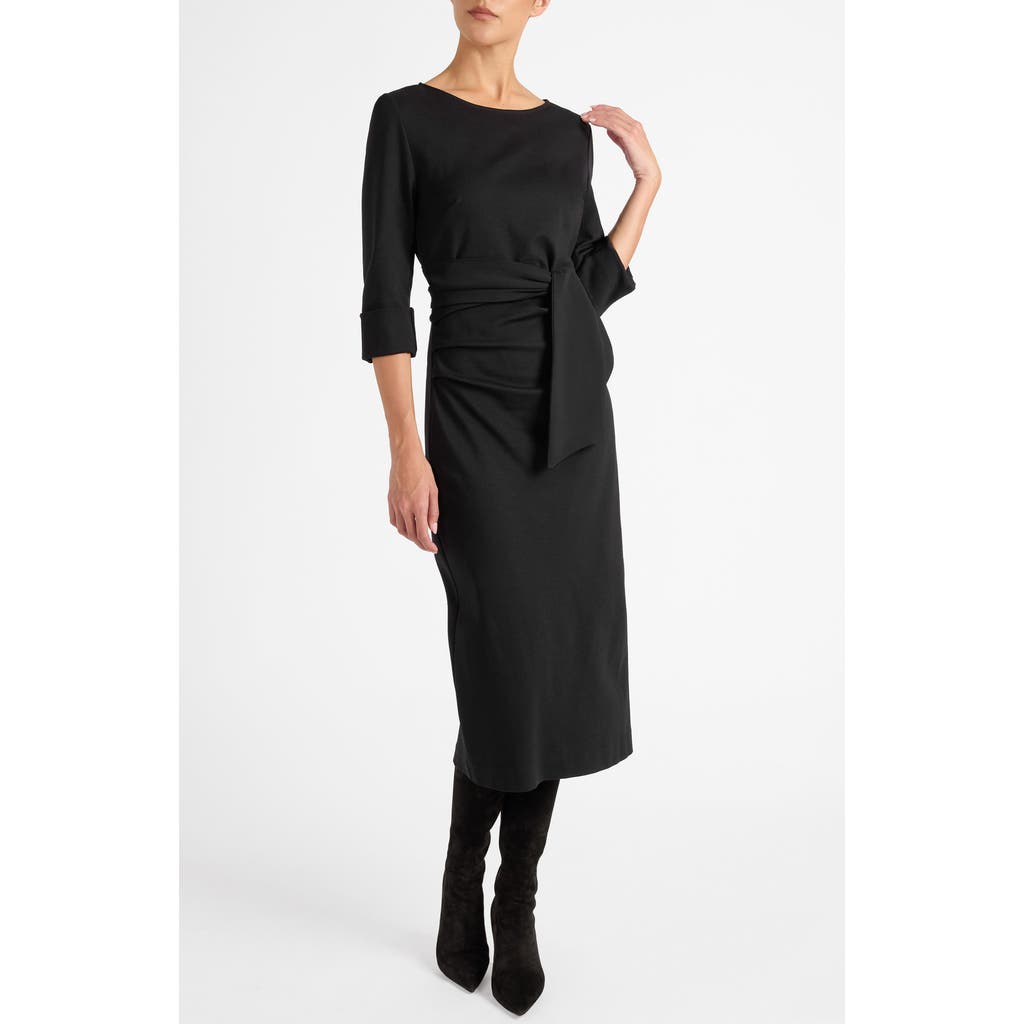 Santorelli Trinity Midi Sheath Dress In Black