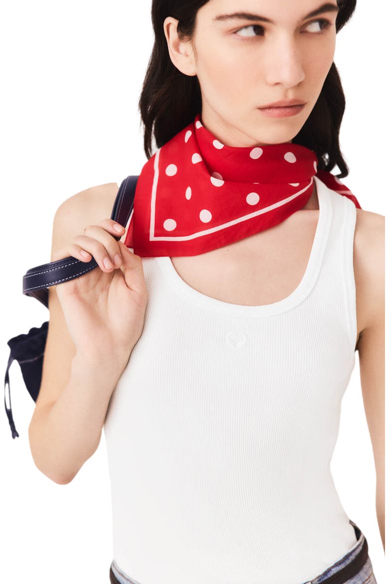 Polka dot cotton bandana, Alternate, color, Red dots print