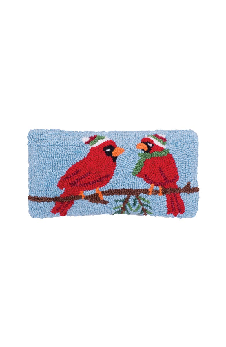 C&F Home Winter Cardinal Hooked Small/Petite Christmas Holiday Accent Pillow, 6" x 12", Main, color, Blue
