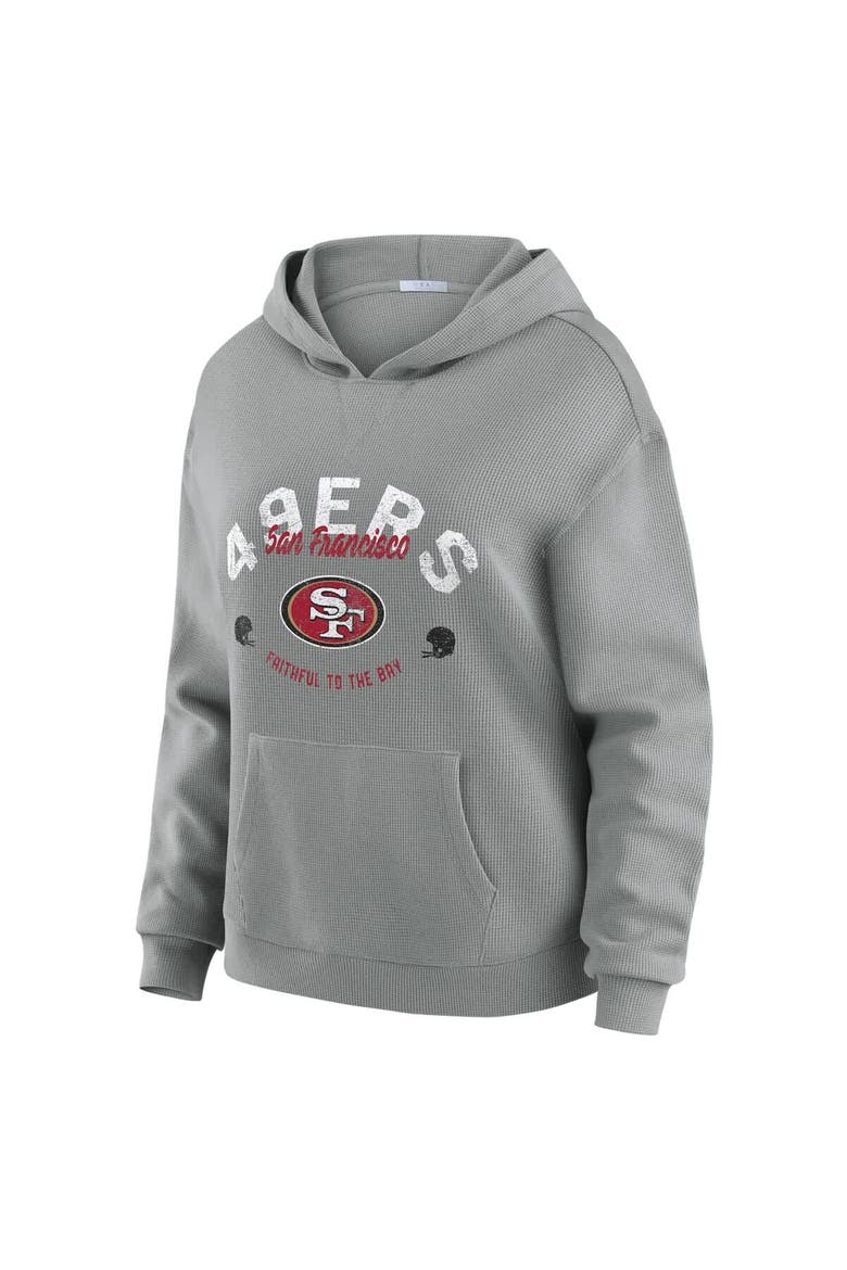 Women's WEAR by Erin Andrews Gray San Francisco 49ers Plus Size Waffle-Knit Long Sleeve Hooded Shirt & Pants Lounge Set, Alternate, color, Gray
