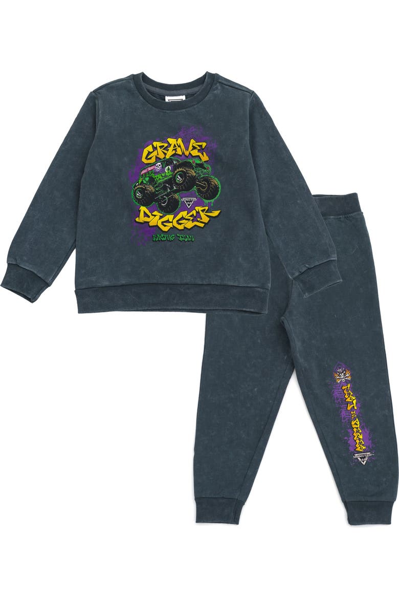 Grave Digger Fleece 2-Piece Sweatshirt and Pants Set, Main, color, Grave Digger Grey