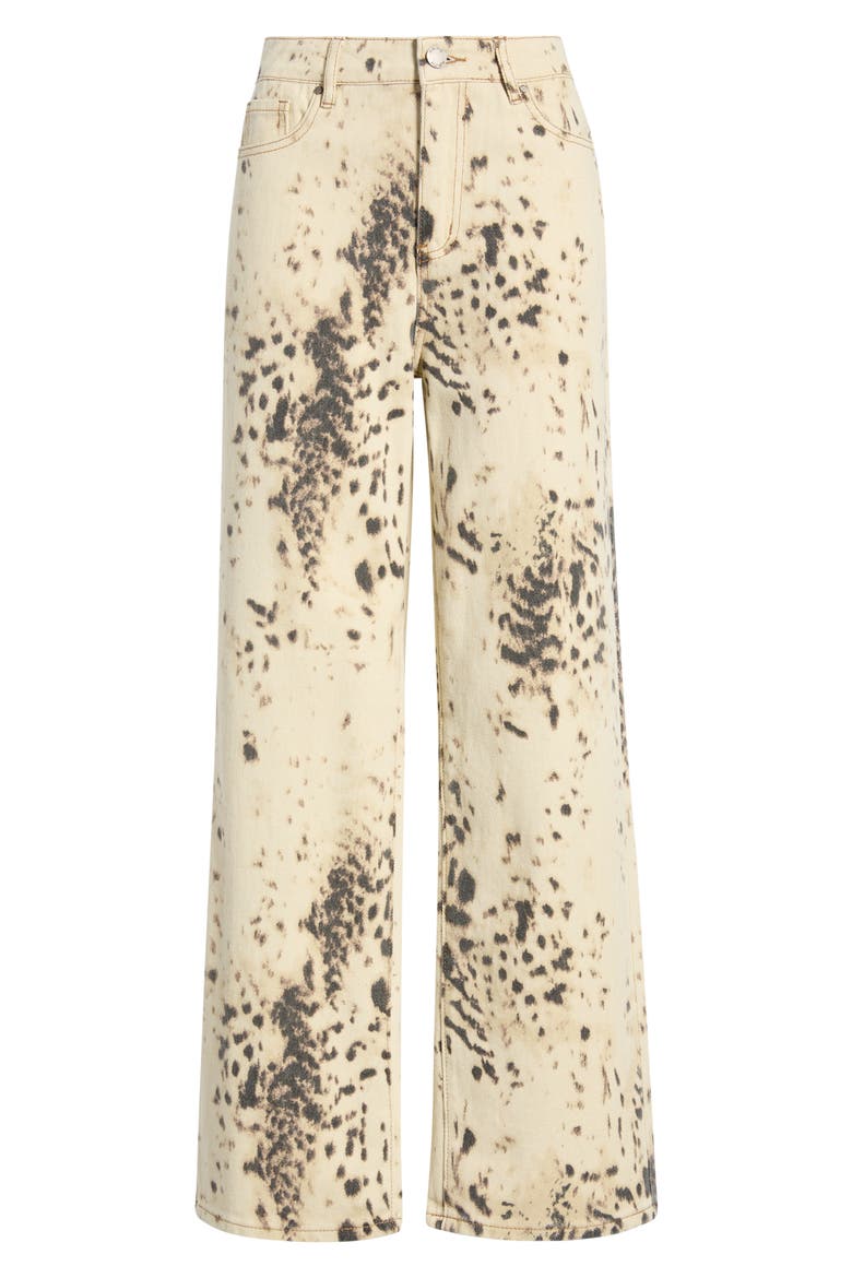 Splatter Pattern Mid Rise Bootcut Jeans, Alternate, color, SPECKLED BONE