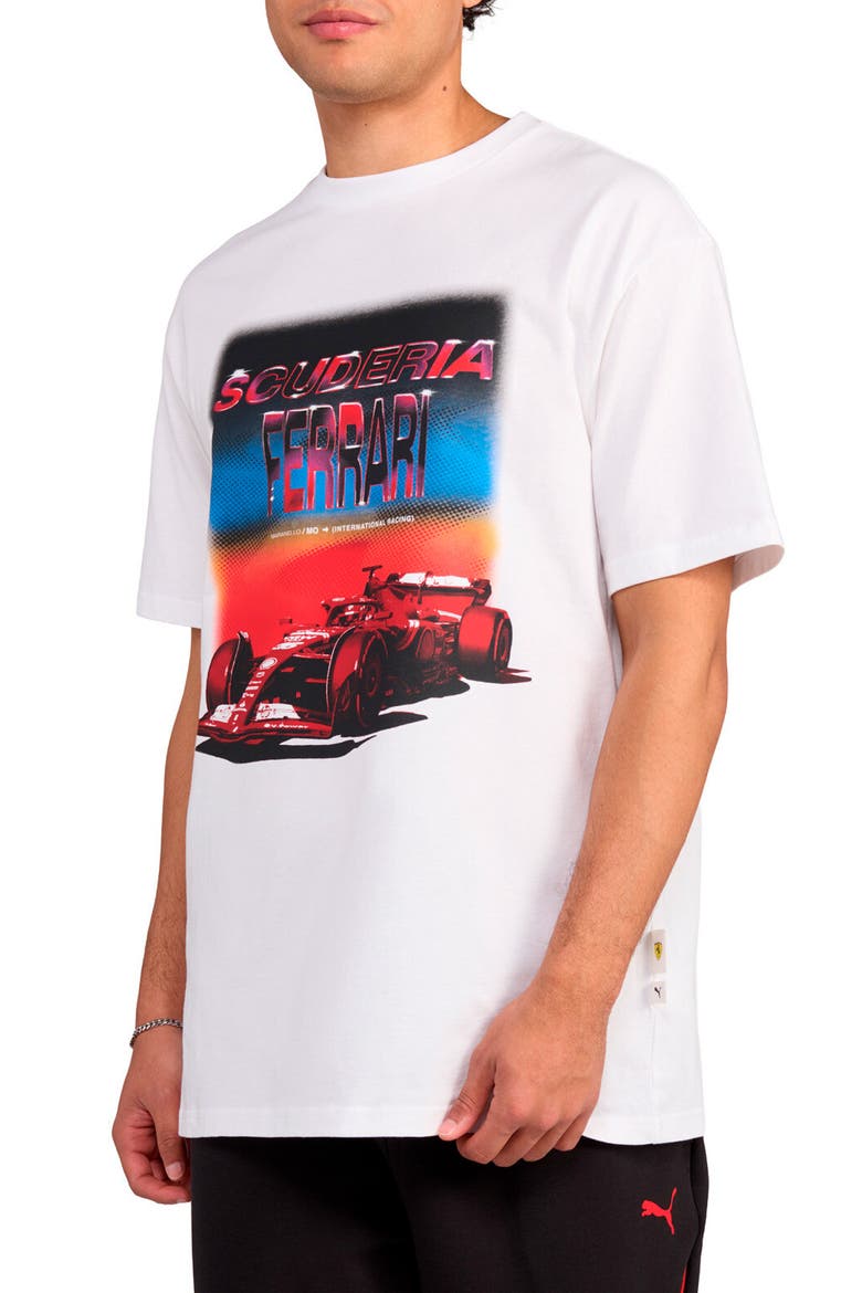 Scuderia Ferrari Tribes Cotton Graphic T-Shirt, Main, color, PUMA WHITE