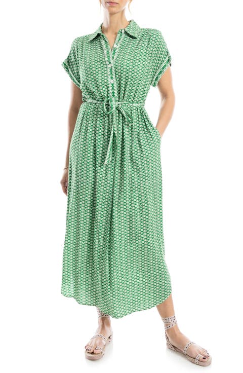 Short Sleeve Tie Waist Shirtdress
