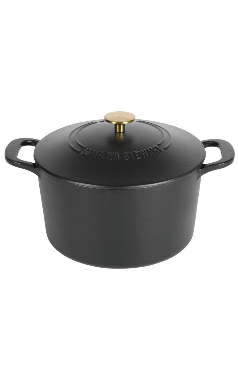 MARTHA STEWART Gatwick 7-Quart Enameled Cast Iron Dutch Oven with Lid, Alternate, color, Matte Black