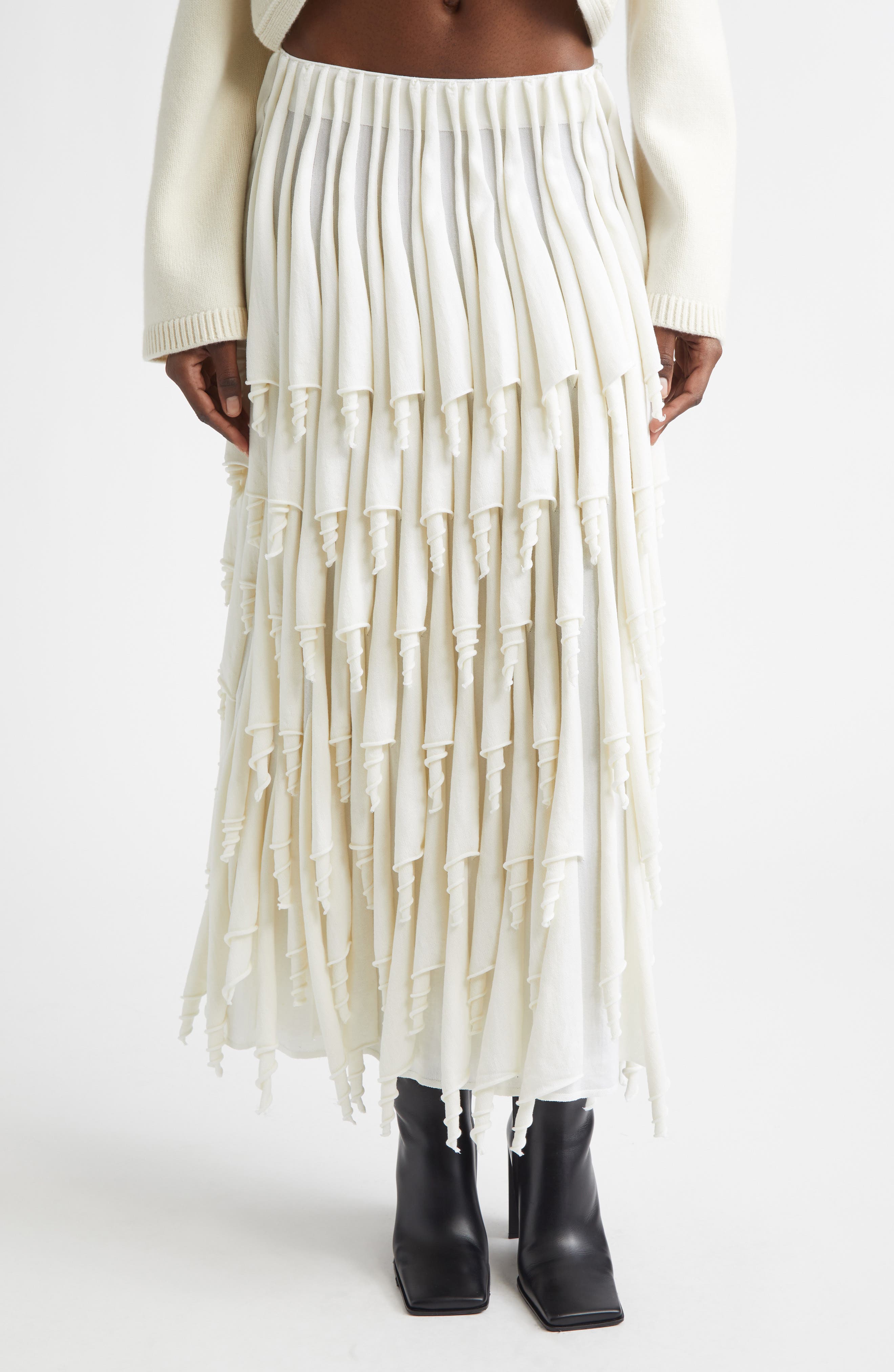 Layered Cups Wool Blend Knit Skirt
