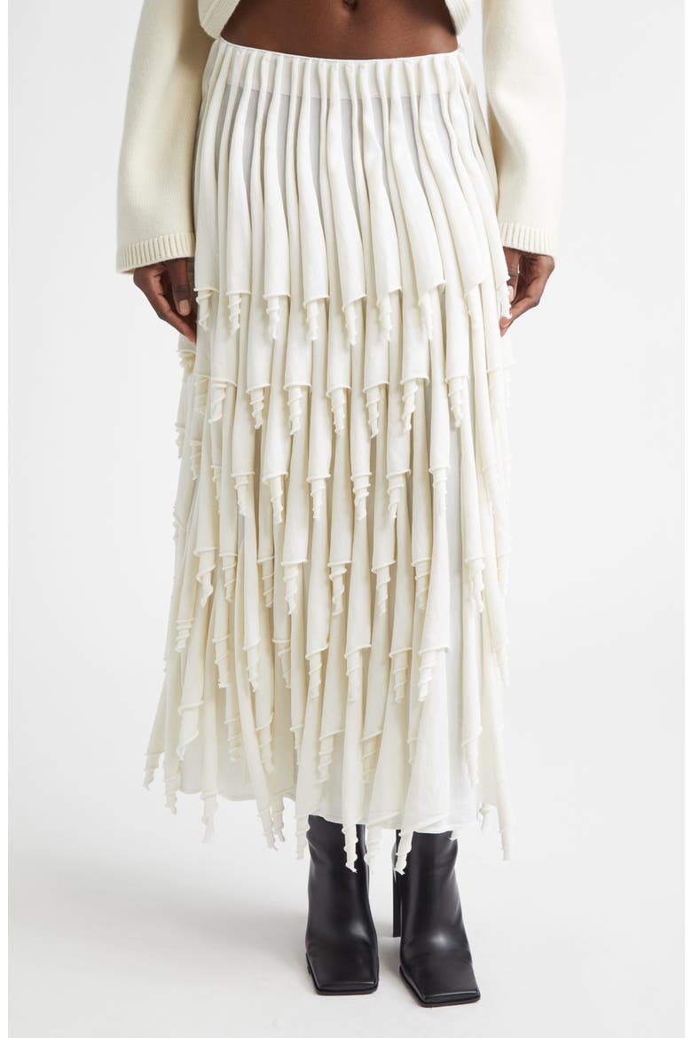 Layered Cups Wool Blend Knit Skirt, Main, color, BLANC NATUREL
