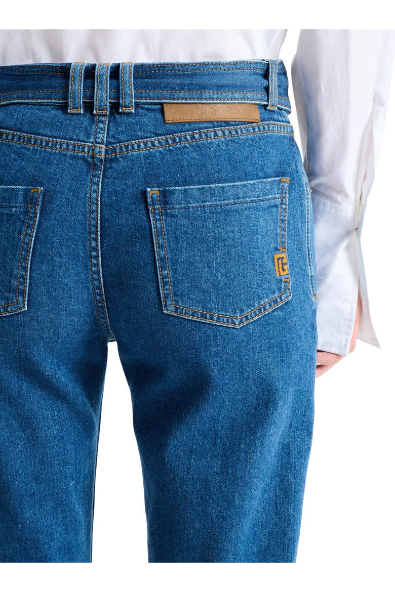 Belted denim jeans, Alternate, color, blue