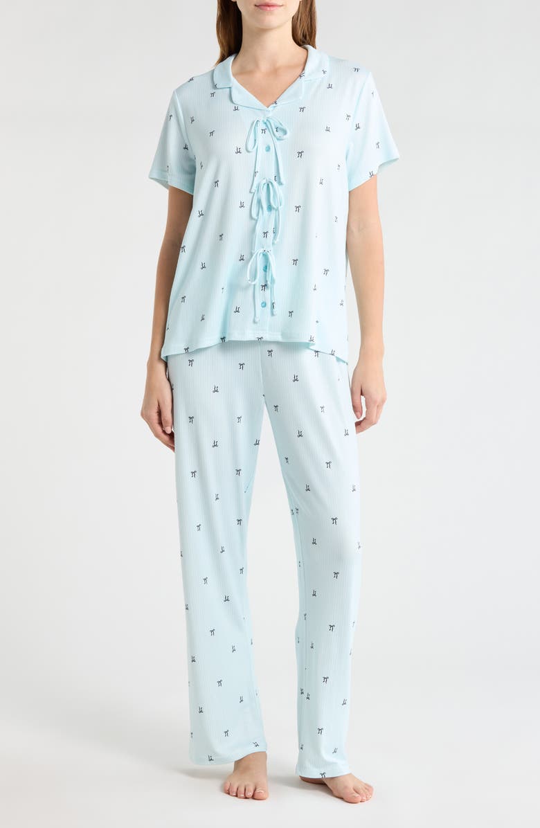 French Connection Bow Detail Pajamas, Main, color, Blue Bow