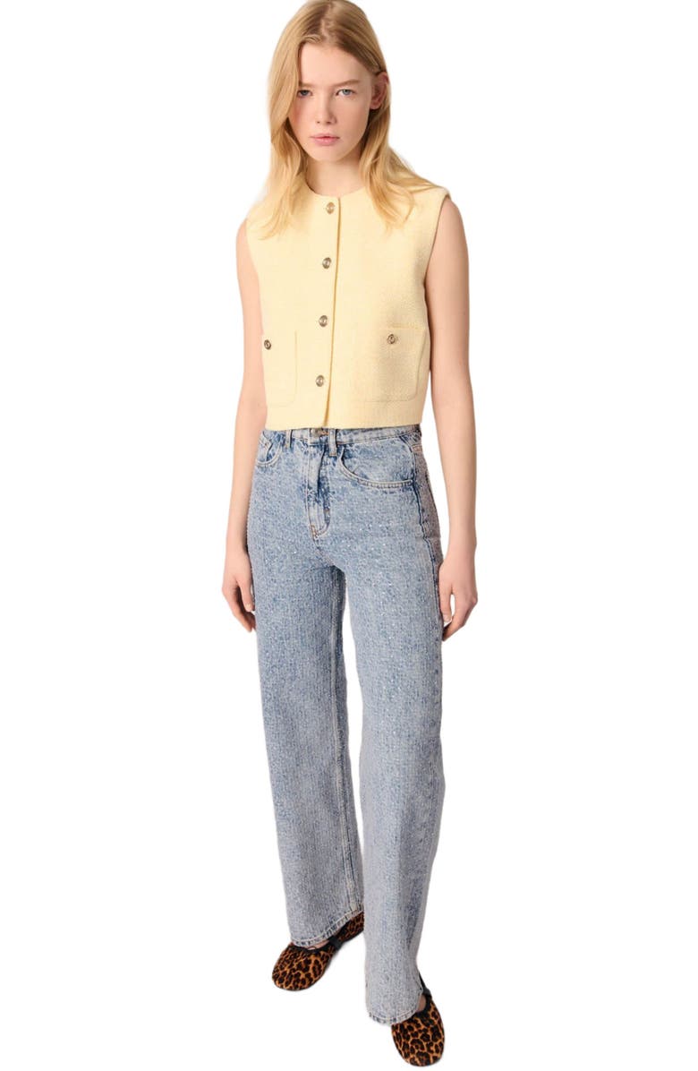 maje Rhinestone baggy jeans, Main, color,