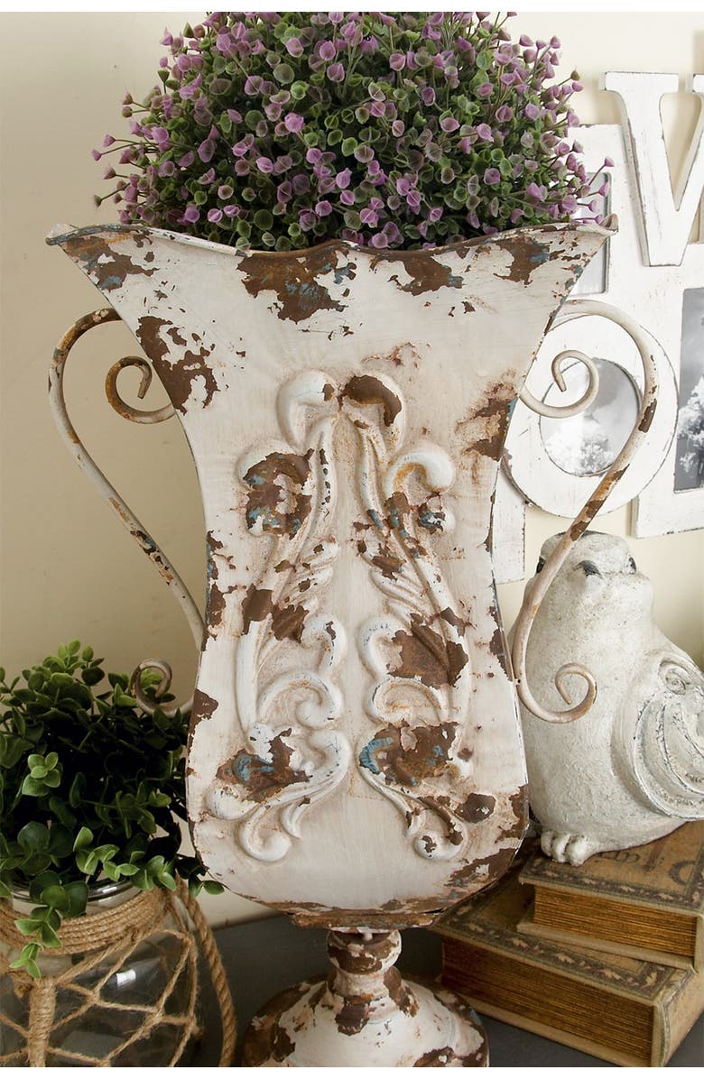 UMA Beige Metal Distressed Vase, Alternate, color, 