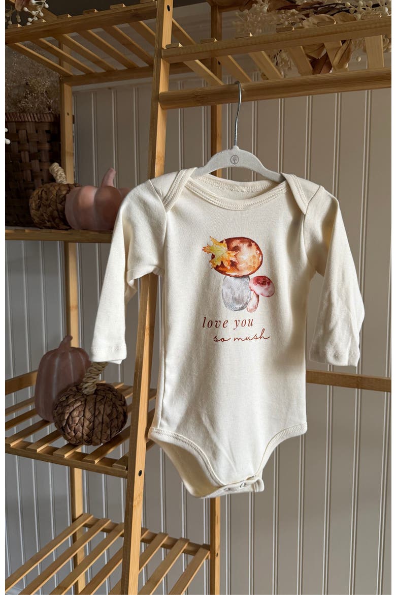 Love You So Mush Organic Bodysuit Long Sleeve, Alternate, color, Natural