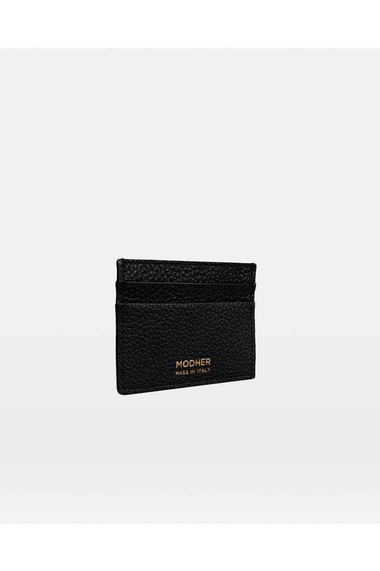 Credit Card Slip In Grained Leather, Alternate, color, Black