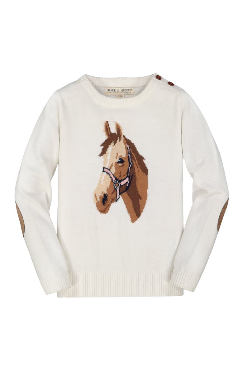 Hope & Henry Baby Girls' Organic Horse Intarsia Sweater, Infant, Main, color, 