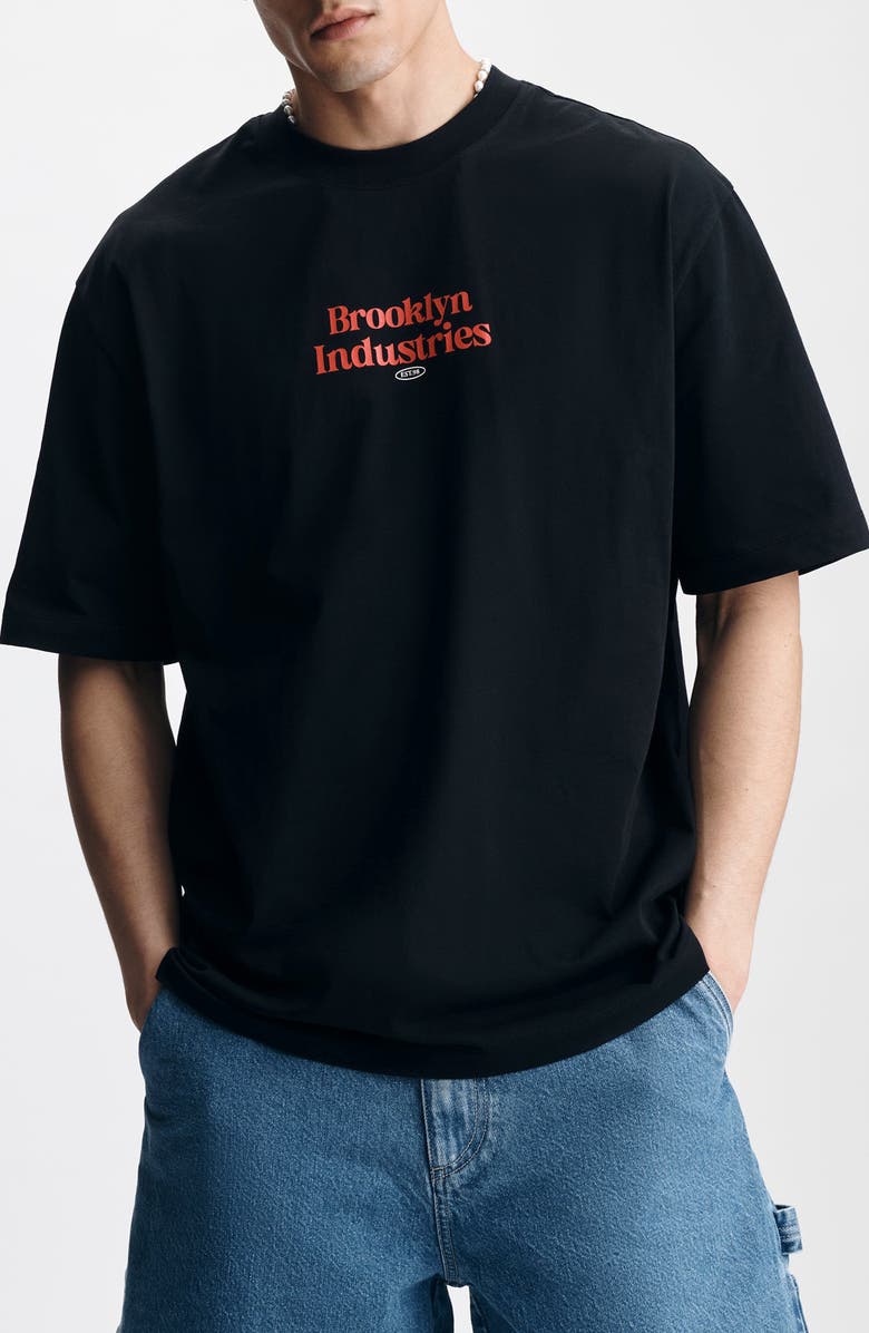 Brooklyn Industries Black Loose Fit Gaming Logo Graphic T-Shirt, Main, color, 