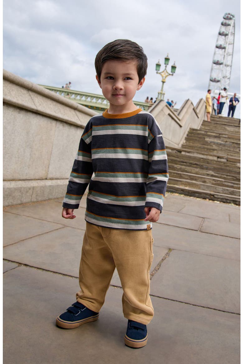 Kids' Stripe Crewneck Shirt & Sweatpants Set, Alternate, color, CHARCOAL GREY