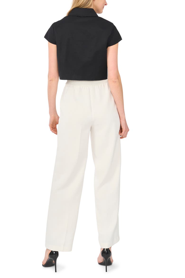 Cap Sleeve Button-Up Shirt, Alternate, color, RICH BLACK