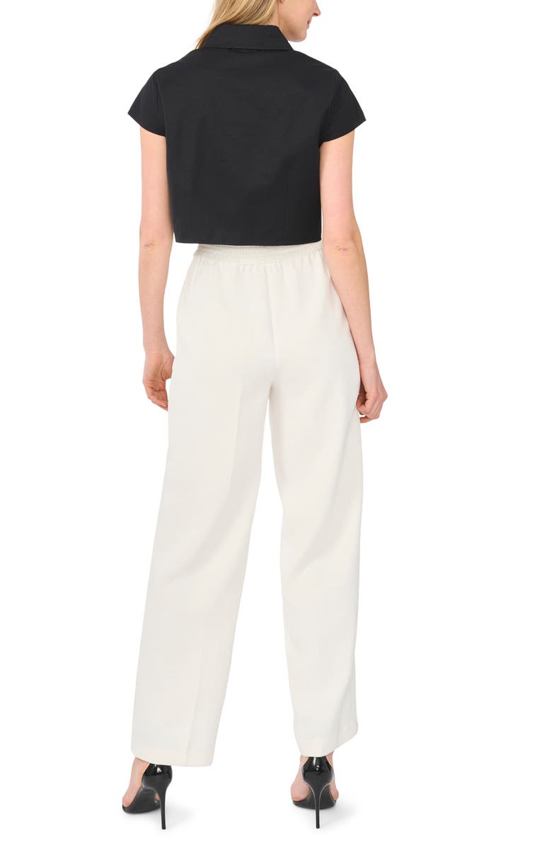 Ted Baker Cap Sleeve Button-Up Shirt, Alternate, color, Rich Black