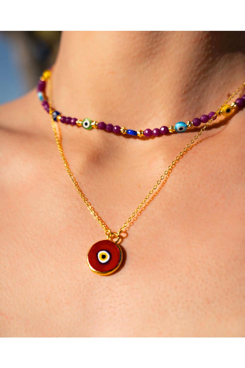 Azra Evil Eye Pendant Necklace, Alternate, color, Gold