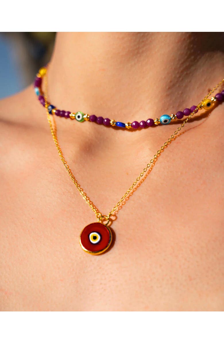 Ottoman Hands Azra Evil Eye Pendant Necklace, Alternate, color, Gold