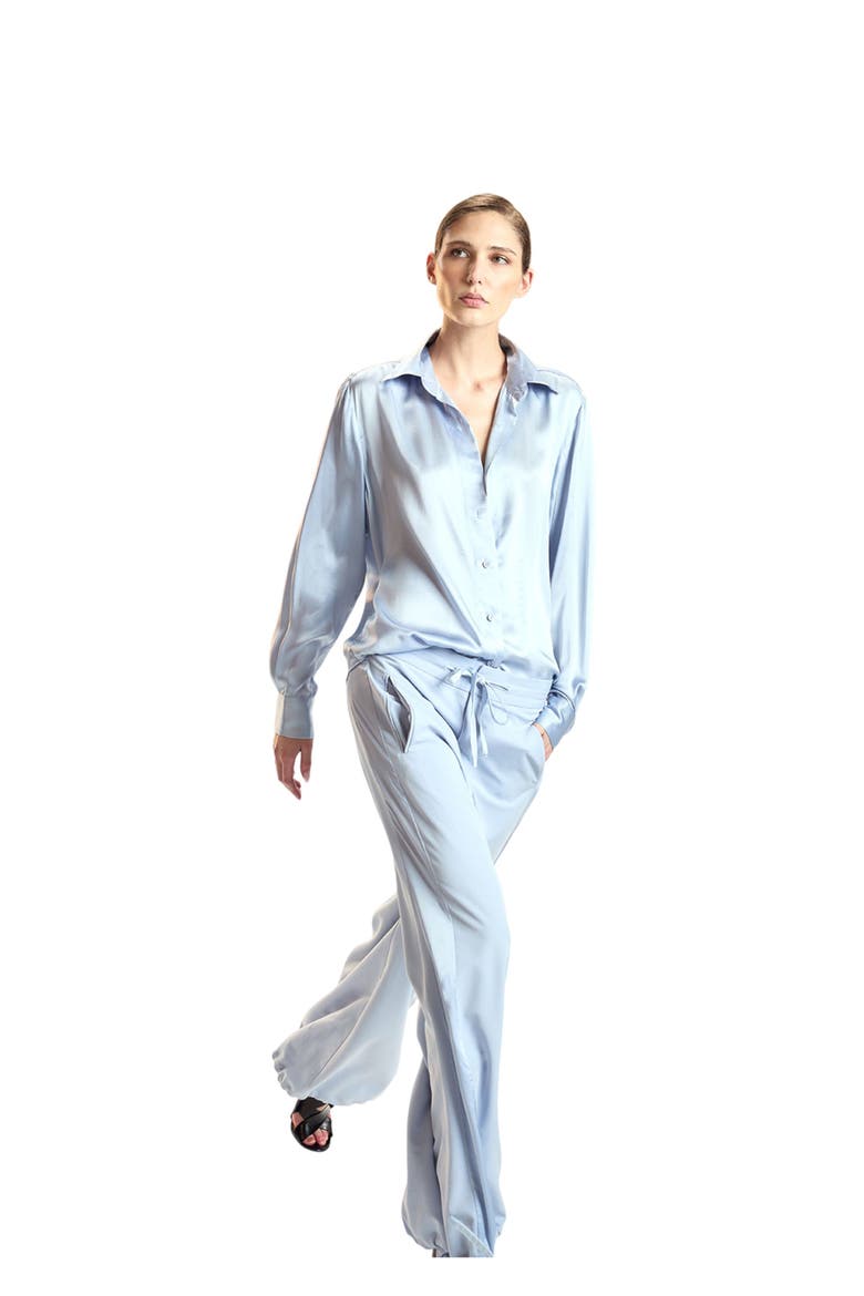 Silk Button Up Shirt, Main, color, Blue