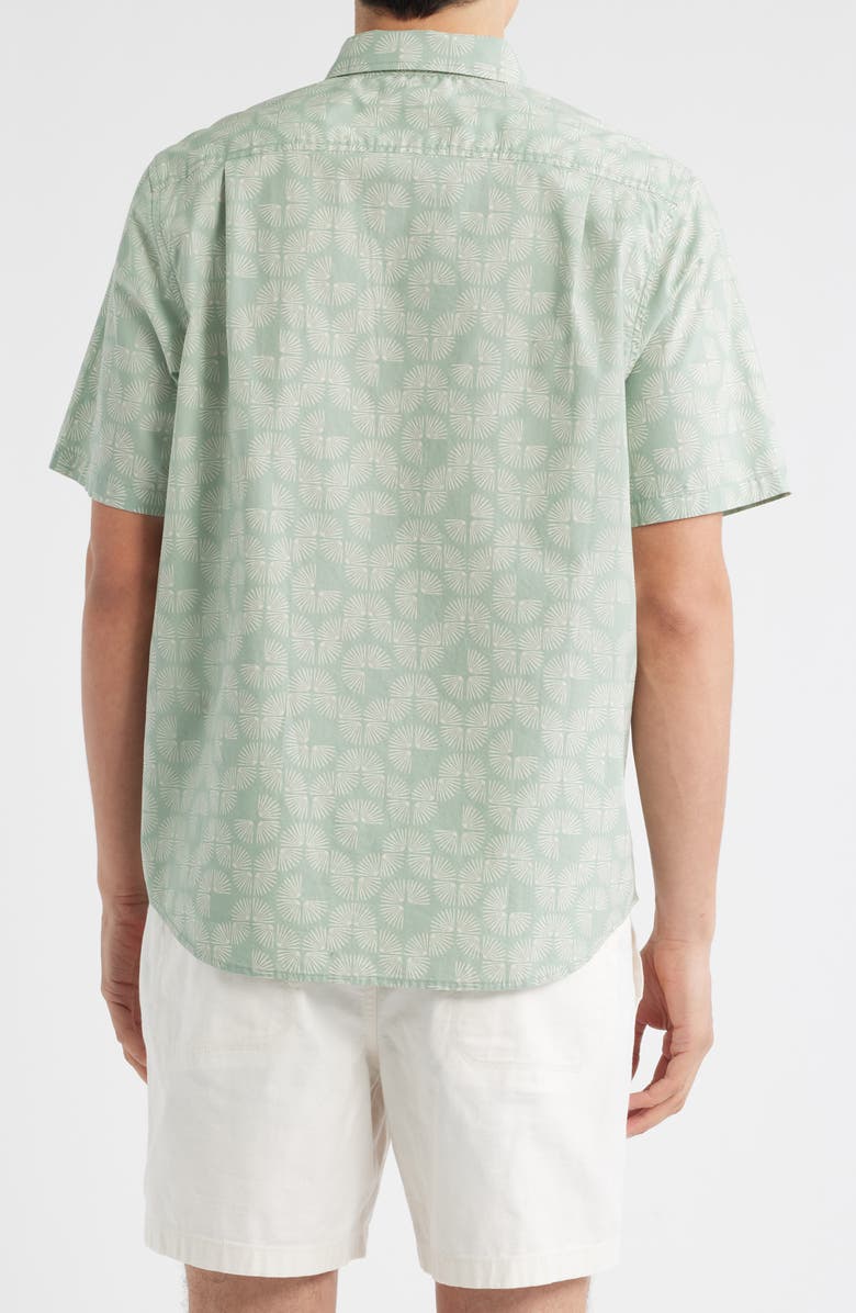 Treasure & Bond Lived In Short Sleeve Poplin Button-Up Shirt, Alternate, color, Green Tiled Fans