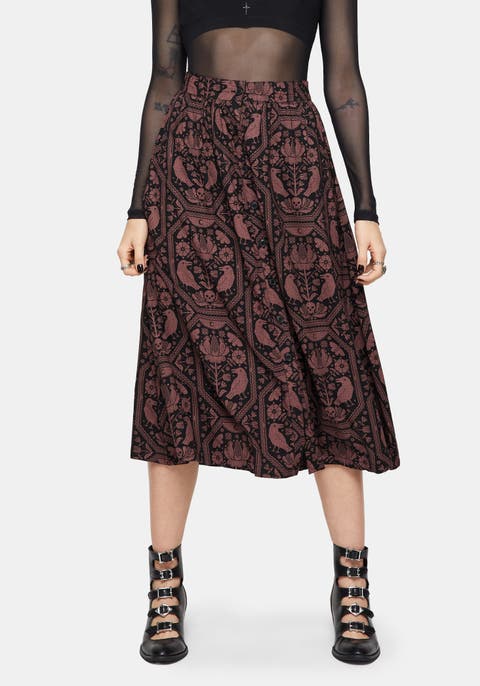 Annabel Raven Print Button Down Skirt