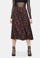 Disturbia Annabel Raven Print Button Down Skirt