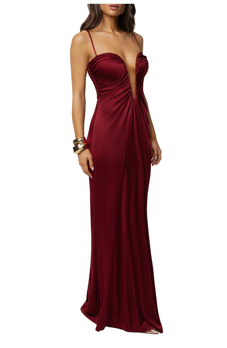 JLUXLABEL Auric Deep Plunge Maxi Dress, Alternate, color, Burgundy