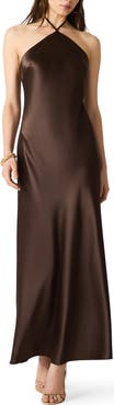 Steve Madden Floral Halter Satin Maxi Dress