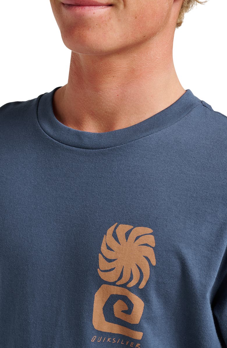 Quiksilver Peaceful Livin' Cotton Blend Graphic T-Shirt, Alternate, color, Navy