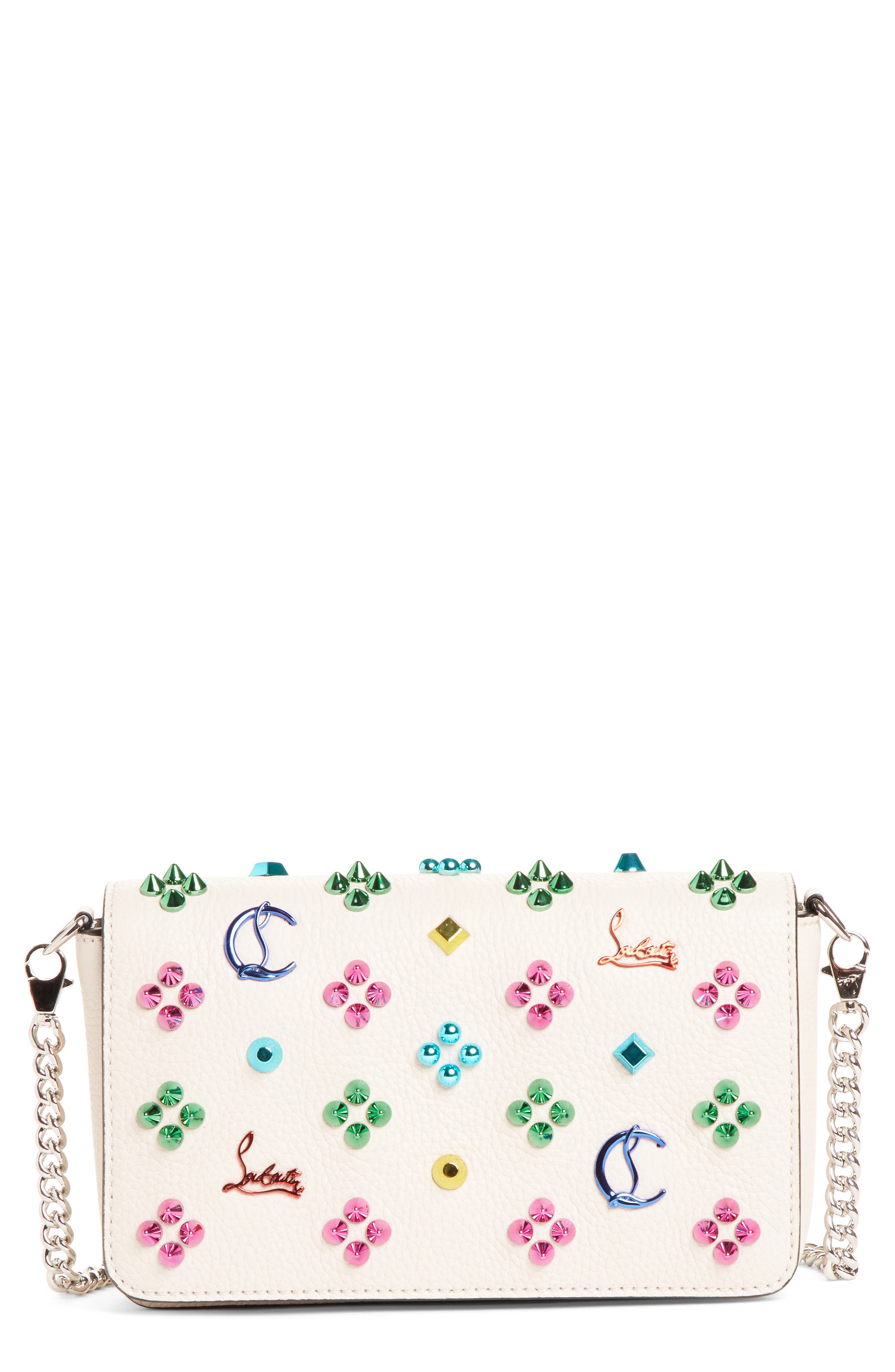 Zoompouch Loubinthe Calfskin Clutch, Main, color, IVORY/ MIX METAL