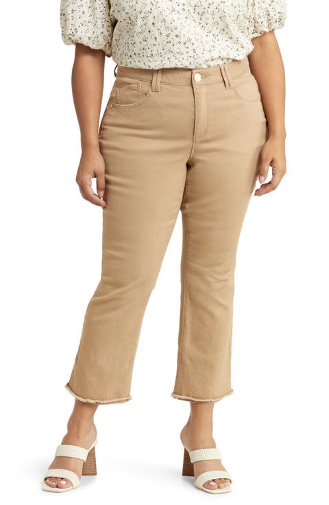 'Ab'Solution Frayed High Waist Ankle Slim Straight Leg Pants (Plus Size) (Nordstrom Exclusive)