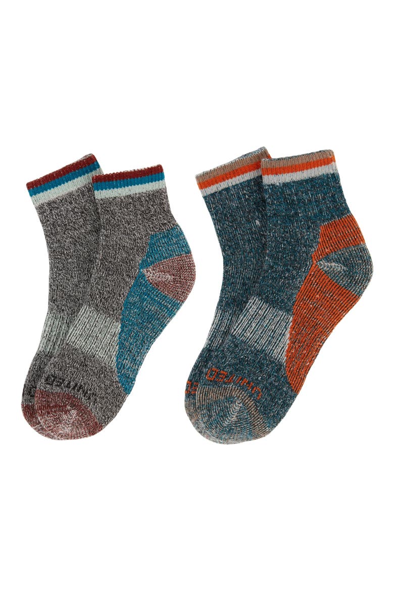 Assorted 2-Pack Wool & Cotton Blend Quarter Socks, Alternate, color, BLACK/ TEAL