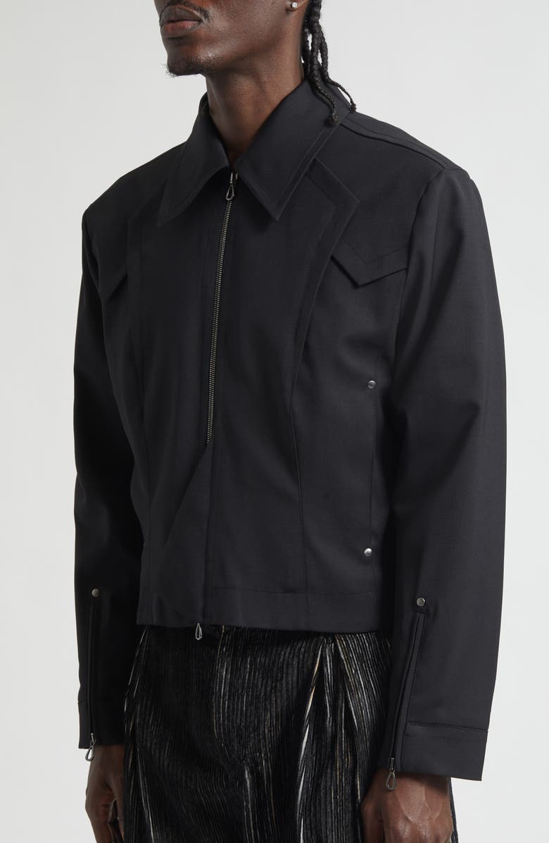 KIKO KOSTADINOV Kraner Stretch Virgin Wool Crop Blouson Jacket, Alternate, color, 