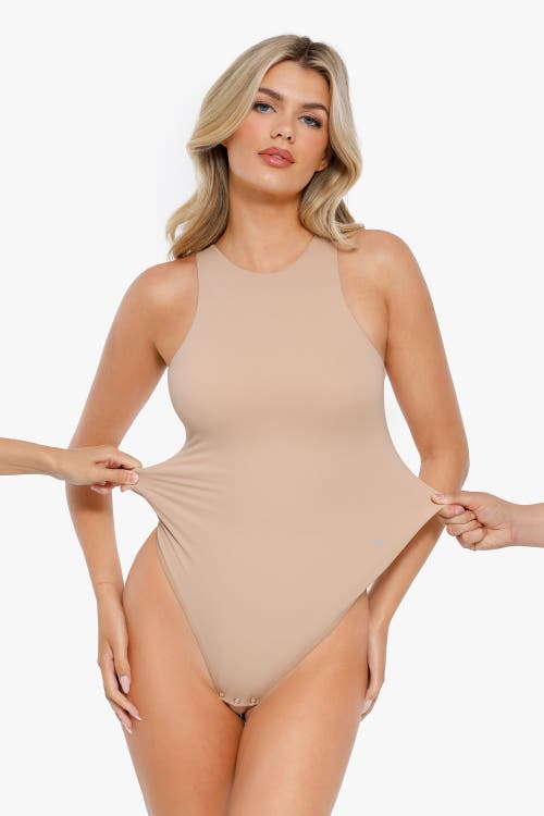 Popilush Shapewear Cloudsense Sleeveless Cutaway Round Neck Bodysuit In Tres Naturale