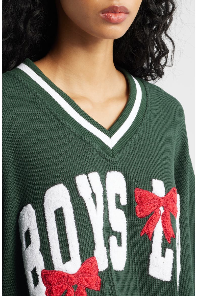 Wrap Me in a Bow Hayley V-Neck Sweatshirt, Alternate, color, GREEN