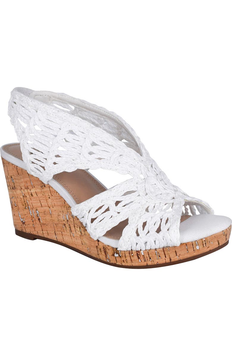 Impo Terinee Woven Raffia Strappy Wedge Sandal, Main, color,