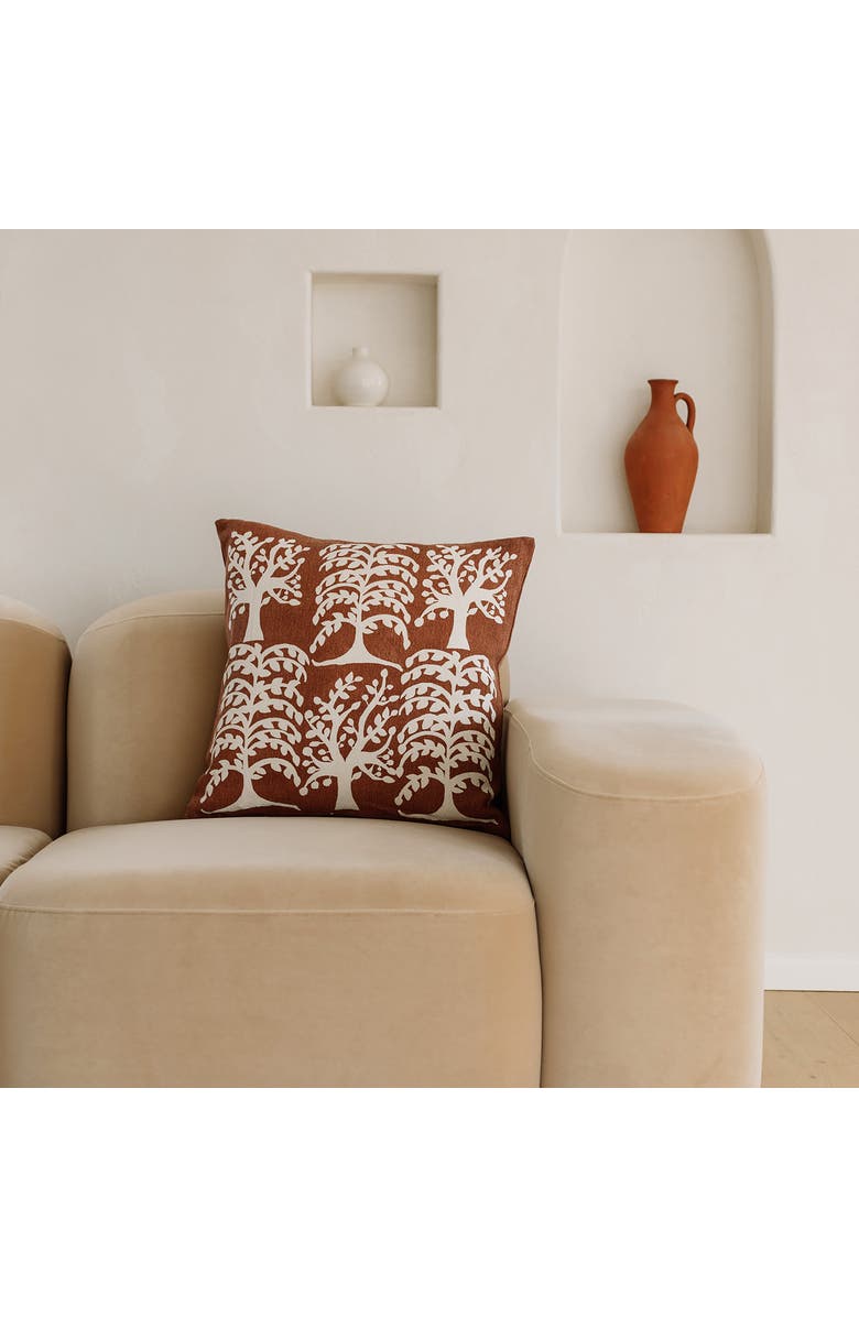 Naki & Ssam Nature whisper Saal Tree print square pillow cover, Alternate, color, Bit Of Blue