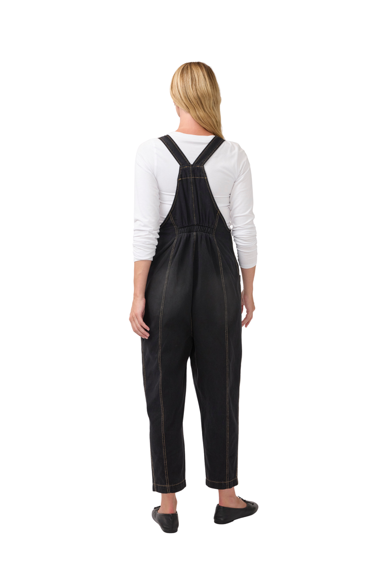 Ankle Tapered Leg Denim Maternity Overall, Alternate, color, Black Wash