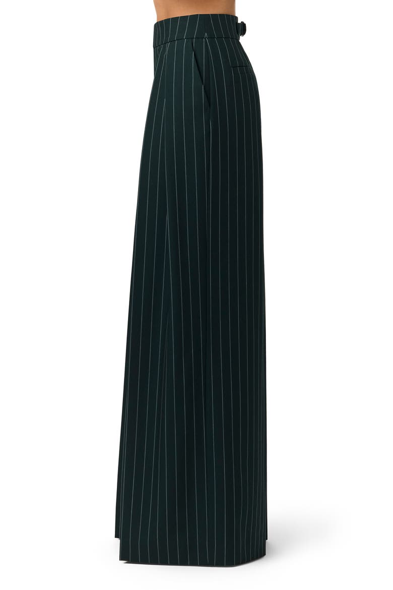 Pinstripe Pleated Wide Leg Pants, Alternate, color, MIDNIGHT NAVY/ TEAL