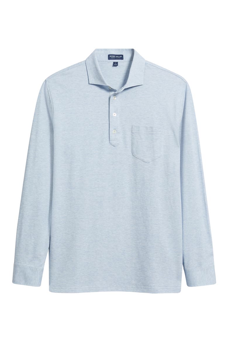 Landon Crown Crafted Long Sleeve Polo, Alternate, color, BLUE FROST