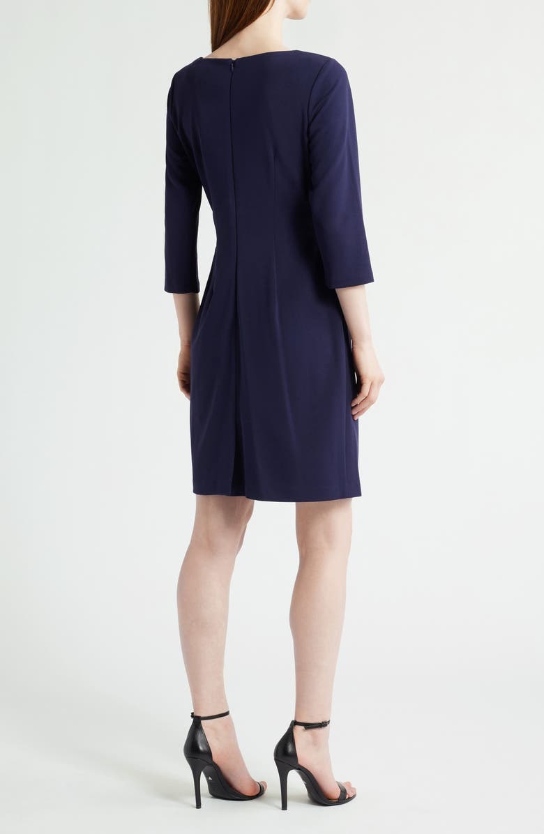 Tahari ASL Side Tie Long Sleeve Dress, Alternate, color, Midnight Navy