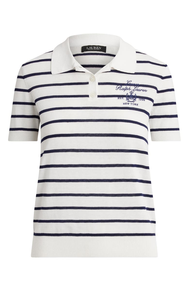 Lauren Ralph Lauren Natrissa Stripe Polo Sweater, Alternate, color, White