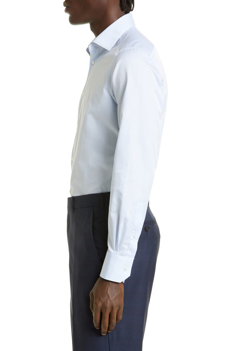 Microstripe Trecapi Cotton Button-Up Shirt, Alternate, color, LIGHT BLUE