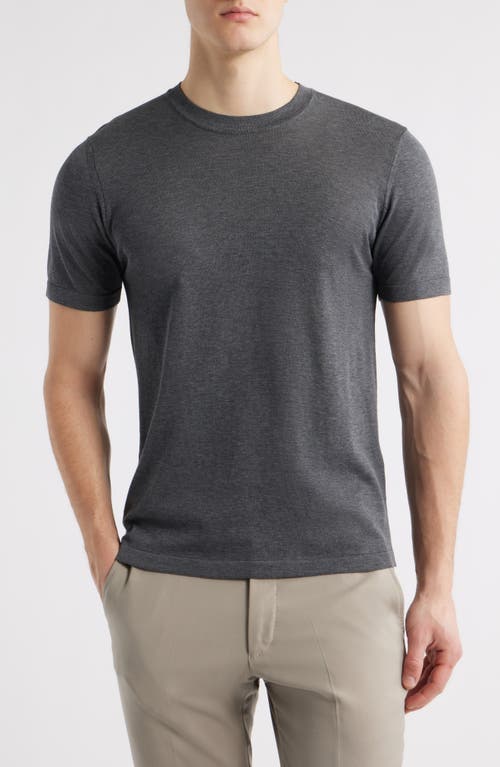 Jack Victor Wellington Heathered Cotton & Silk Crewneck T-shirt In Charcoal